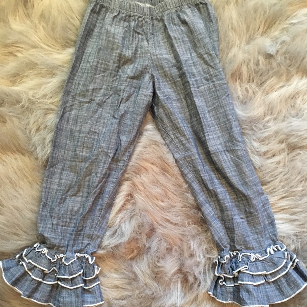 Ruffle bottom chambray pants - Cheeky Plum brand